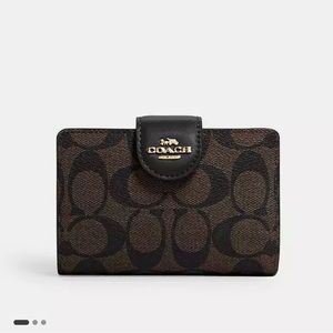 Coach Medium Corner Zip Wallet in Signature Canvas